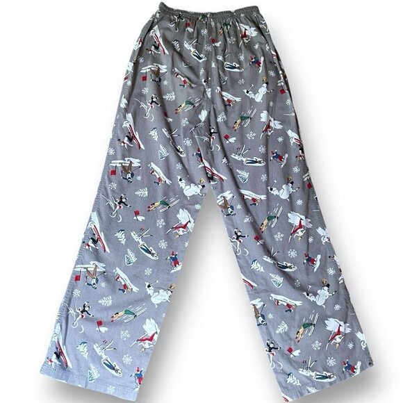 Vintage Eddie Bauer Womens Flannel Pajama Set Sz S Gray Winter Novelty Print PJs - Picture 10 of 16